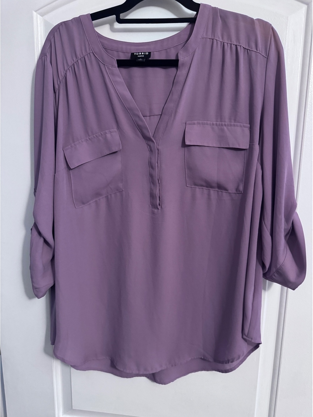 Torrid Harper 2 lavender blouse